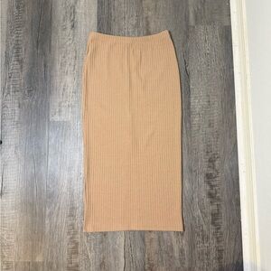 Women’s Elegant Tan Pencil Ribbed Skirt